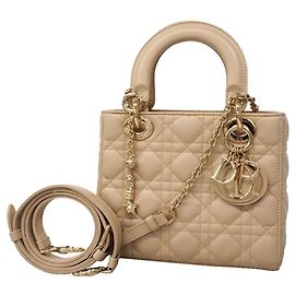 Christian Dior Cannage Lady Handbag Beige