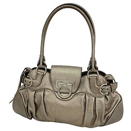 Salvatore Ferragamo Gancini Lederhandtasche Braun