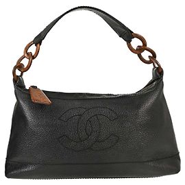Chanel Vintage CC Resin Chain Caviar Medium Noir