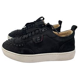 Christian Louboutin Baskets Happyrui Spikes Daim Noir Noir