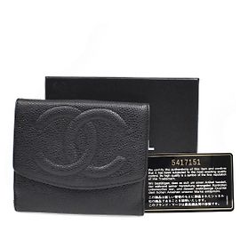 Chanel Vintage Timeless Bifold Caviar Compact Preto