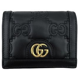 Gucci GG Matelassé Quilted Leather Bi-fold Wallet Black