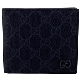 Gucci Gray GG Supreme Bi-fold Wallet Brown