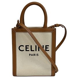 Céline Bolsa de Ombro Celine Mini Vertical Cabas Marrom Branco