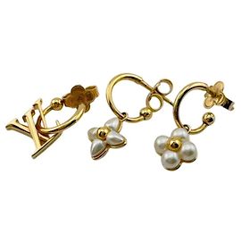 Louis Vuitton Floragram Ohrringe Set aus 3 Golden