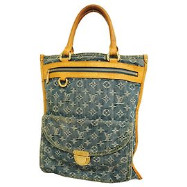 Sac à main Shopper plat Louis Vuitton Monogram Denim Bleu