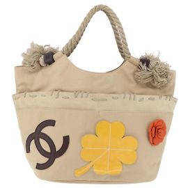 Chanel Camellia Flower Tote Canvas Beige