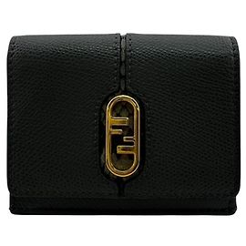 Carteira tri-fold Fendi em couro Auroch FF Marrom