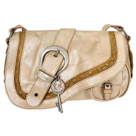 Christian Dior Vintage Gaucho Double Saddle Leather Medium Dourado