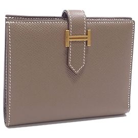 Hermès Cartera bi-fold Hermes Bearn Compact Gris pardo