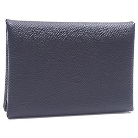Hermès Hermes Calvi Duo Bi-fold Card Case Black