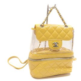 Zaino Chanel in pelle e vinile giallo Giallo