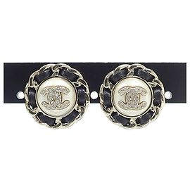 Orecchini Chanel con strass e perle finte Nero Bianco D'oro