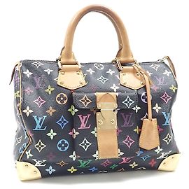 Louis Vuitton Monogram Multicolor Speedy 30 Handbag Black Multiple colors