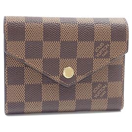 Portefeuille Louis Vuitton Tri-fold Marron Rouge Damier ebène