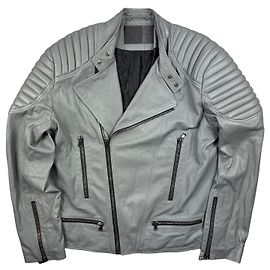 Autre Marque Marcell Von Berlin Men's Grey Lamb Leather Biker Jacket - Size 54/XL Other