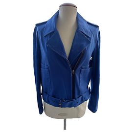 3.1 Phillip Lim Giacca in Cotone Blu con Cintura Blu