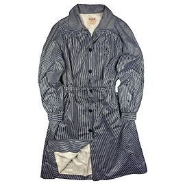 Céline Celine Paris Vintage 90s Trench Coat a Righe Blu Navy e Bianco Taglia M Altro
