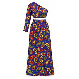 Gucci Set Top e Gonna Maxi Paisley Resort 2021 Epilogue Multicolore Porpora