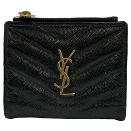 Portafoglio bi-fold Yves Saint Laurent Paris V-Stitch Nero