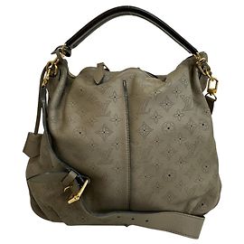 Sac à main épaule Louis Vuitton Mahina Selene MM Marron