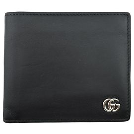 Gucci Double G GG Marmont Leather Bi-fold Wallet Black