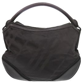Sac à épaule en nylon et cuir à motif Burberry Check Noir