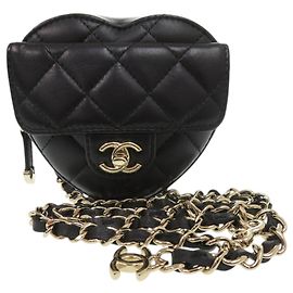 Chanel Matelassé Mini Heart Shoulder Bag Black