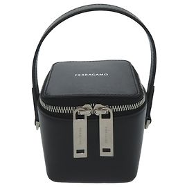 Salvatore Ferragamo Black Leather Vanity Bag Black