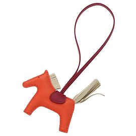 Hermès Hermes Rodeo PM Agneau Milo Bag Charm Red Orange