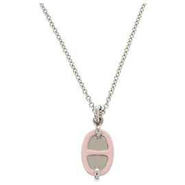 Hermès Collar Hermes Mini Maillon Rose Canter Silver Hardware Plata
