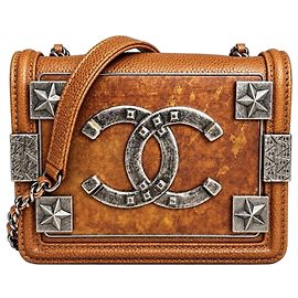 Chanel Paris Dallas Mini Boy Brick Bag Pelle Caviar Marrone Marrone Caramello Silver hardware