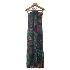 Matthew Williamson Maxi-Kleid aus Seide mit abstraktem Print Schwarz Mehrfarben
