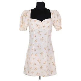 Vestido Reformation em linho bege M Bege