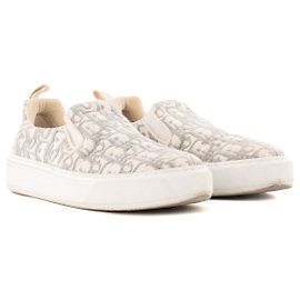 DIOR - Dior Slip-On Sneaker aus grauem und weißem Canvas (T38) Grau