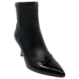 L'Agence Ember Boots aus schwarzem Leder / Lackleder Schwarz