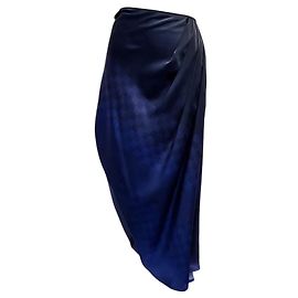 Saia midi assimétrica em seda com estampado xadrez efeito ombré roxo Dries Van Noten Roxo