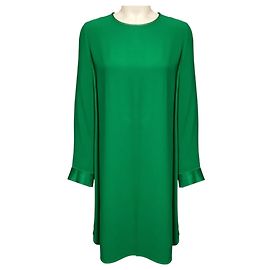 Autre Marque St. John langärmeliges Kleid aus Krepp in Smaragdgrün mit Satinmanschetten Grün