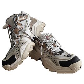Kenzo Inka Baskets Unisexes en Cuir Blanc et Daim Marron Blanc