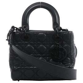 Christian Dior Lady Dior Leder 2Way Handtasche in Black Schwarz