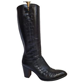 Bottes hautes en cuir noir Robert Clergerie Noir