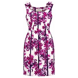 Erdem Seidenkleid mit Blumenprint Weiß Lila