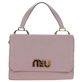 Miu Miu Logo Flap Leather Small Rosa