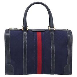 Gucci Vintage Web Boston GG Canvas Medium Blu navy