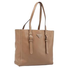 Prada Covered Strap Open City Calfskin Medium Beige