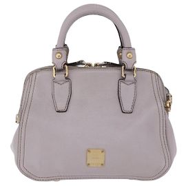 MCM Vintage Leather Handbag Gray Brown