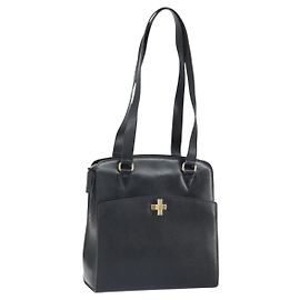 Céline Celine Vintage turn lock shoulder Leather Black