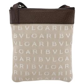 Bulgari Bvlgari Logomania Canvas with Leather Beige
