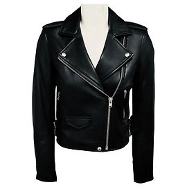 Iro Black Ashville Lambskin Leather Moto Jacket Black