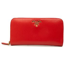 Portafoglio lungo Prada Vitello Move Zip Around Continental Wallet rosso Rosso